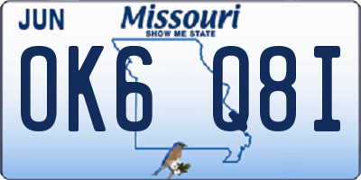 MO license plate OK6Q8I