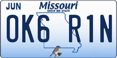 MO license plate OK6R1N