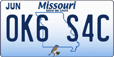 MO license plate OK6S4C