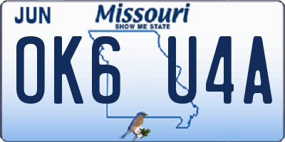 MO license plate OK6U4A