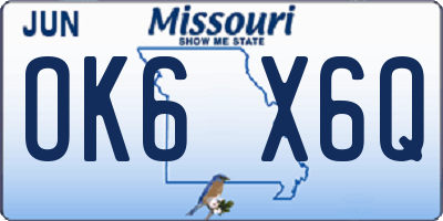 MO license plate OK6X6Q