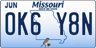 MO license plate OK6Y8N