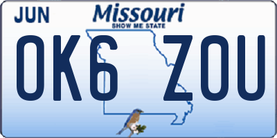 MO license plate OK6Z0U