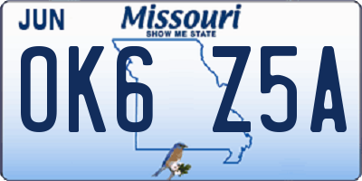 MO license plate OK6Z5A