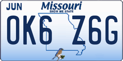 MO license plate OK6Z6G