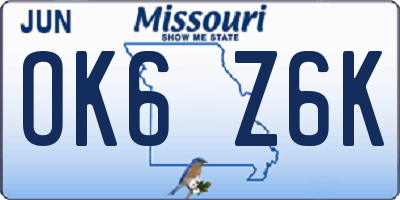 MO license plate OK6Z6K