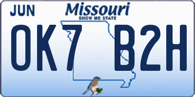 MO license plate OK7B2H