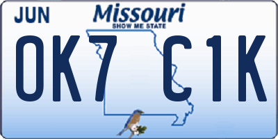MO license plate OK7C1K