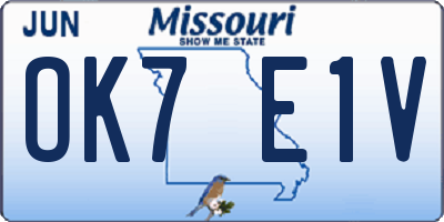 MO license plate OK7E1V