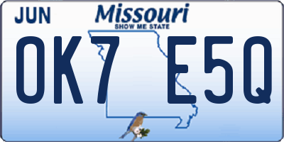 MO license plate OK7E5Q