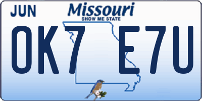 MO license plate OK7E7U