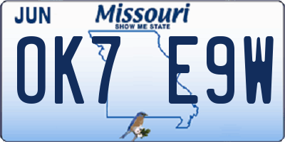 MO license plate OK7E9W