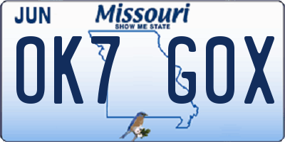 MO license plate OK7G0X