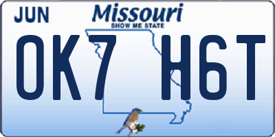 MO license plate OK7H6T