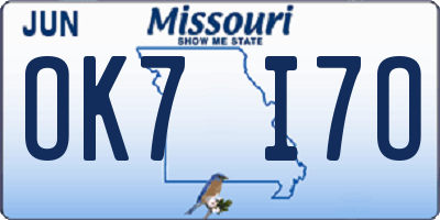MO license plate OK7I7O