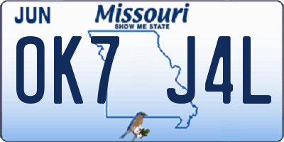 MO license plate OK7J4L