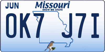 MO license plate OK7J7I