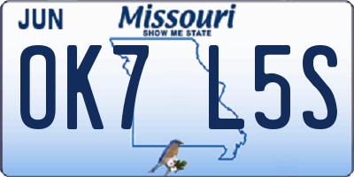 MO license plate OK7L5S