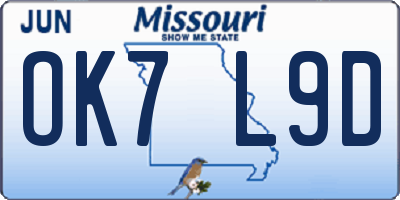 MO license plate OK7L9D