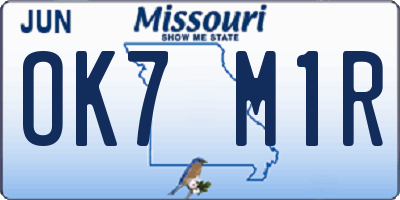 MO license plate OK7M1R
