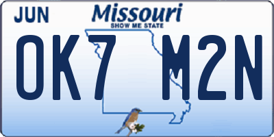 MO license plate OK7M2N
