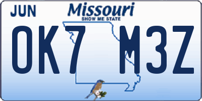 MO license plate OK7M3Z