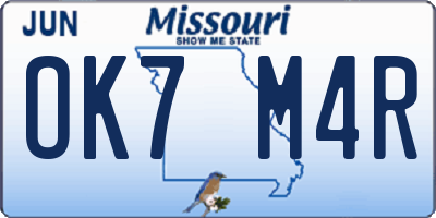 MO license plate OK7M4R