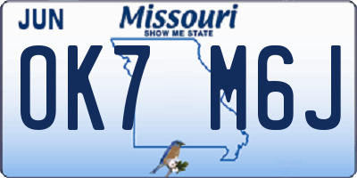 MO license plate OK7M6J