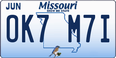MO license plate OK7M7I