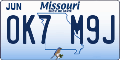 MO license plate OK7M9J