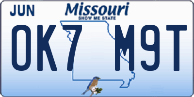 MO license plate OK7M9T
