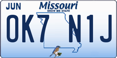 MO license plate OK7N1J