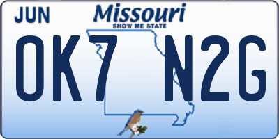 MO license plate OK7N2G