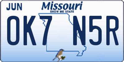 MO license plate OK7N5R