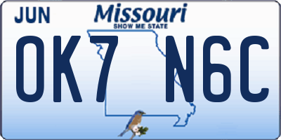 MO license plate OK7N6C