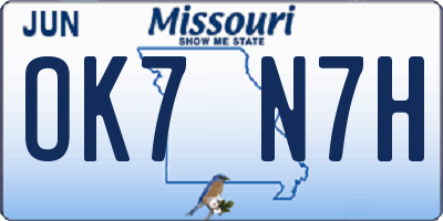 MO license plate OK7N7H
