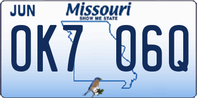 MO license plate OK7O6Q