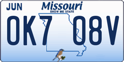 MO license plate OK7O8V