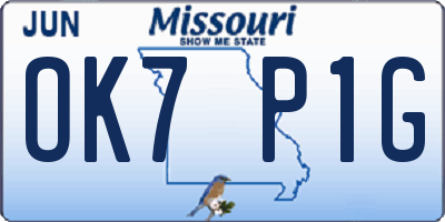 MO license plate OK7P1G