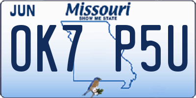 MO license plate OK7P5U