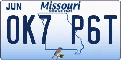 MO license plate OK7P6T