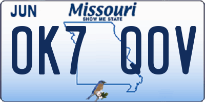 MO license plate OK7Q0V