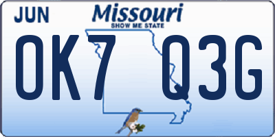 MO license plate OK7Q3G