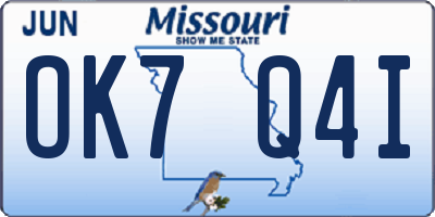 MO license plate OK7Q4I