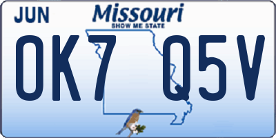 MO license plate OK7Q5V
