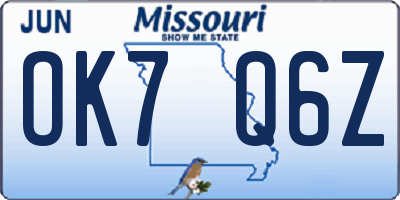 MO license plate OK7Q6Z