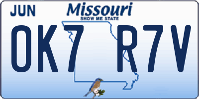 MO license plate OK7R7V