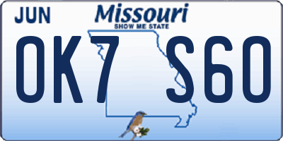 MO license plate OK7S6O