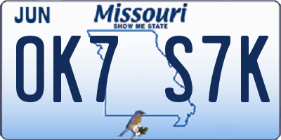 MO license plate OK7S7K