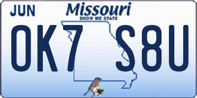 MO license plate OK7S8U